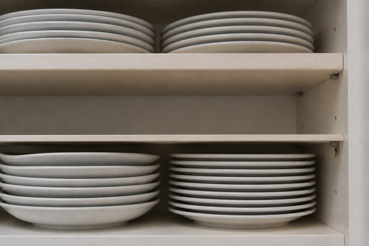 Etagere supplementaire diviseur placard assiettes empilees