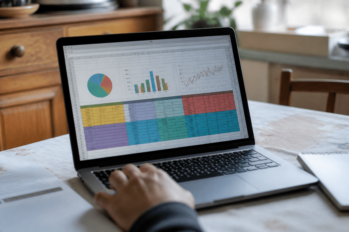 Feuille Excel affichant colonnes de depenses mensuelles et categories budgetaires