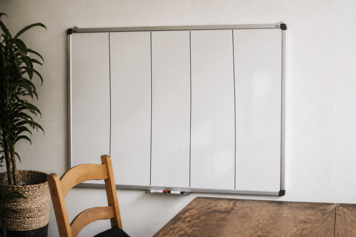 Tableau blanc avec colonnes pour chaque membre famille